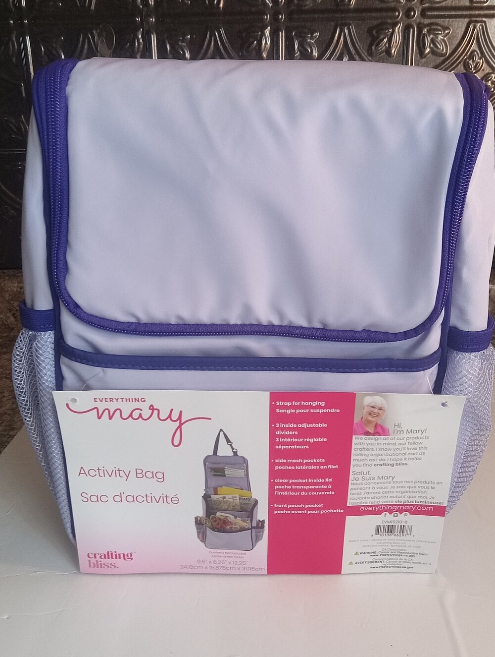 Everything Mary Rolling Craft Tote Purple Storage Case Organizer NWT